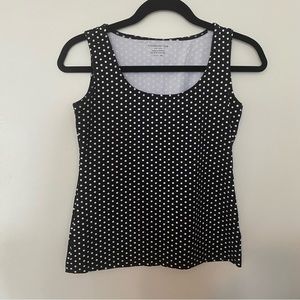 Charter Club Black and White Polka Dot Sleeveless Shirt - Petite, Professional